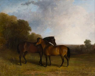 Deux chasseurs dans un paysage