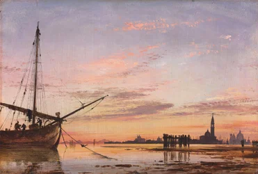 Vue à travers la lagune, Venise, coucher de soleil, 1850