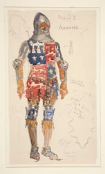 Aumerle (armé), croquis de costume pour Henry Irving