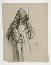 Étude de figure pour Sir Lancelot et Sir Bors équipant Galahad de ses éperons, de La Quête du Saint Graal (deuxième d