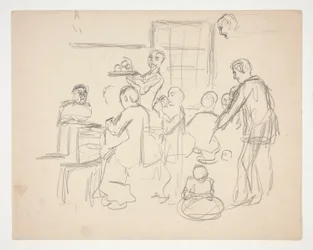 Scène de restaurant intérieur (?) - illustration non identifiée