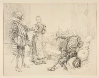 Maria, Sir Andrew et Toby, illustration pour Acte I, Scène iii, La Nuit des rois
