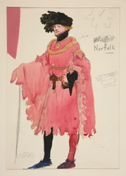Norfolk, croquis de costume pour Henry Irving