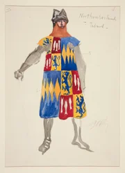Northumberland - Tabard, croquis de costume pour Henry Irving