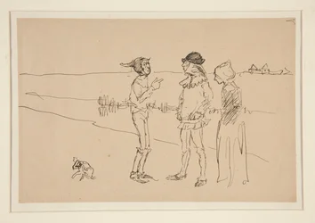 Étude de deux hommes, femme et un chien, de Love
