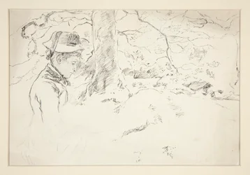 Femme assise dans un jardin - illustration non identifiée