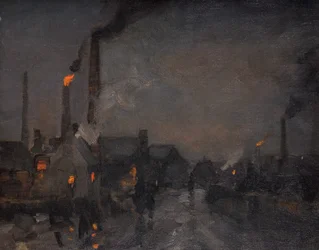 Pays noir, nuit, avec fonderie (huile sur toile)