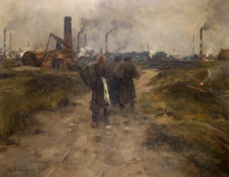 Soirée dans le pays noir (huile sur toile)