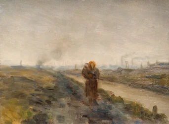 Mère et enfant, paysage du pays noir