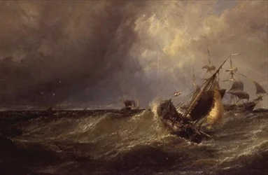 Un bateau de pêche hollandais entrant dans le port de Calais