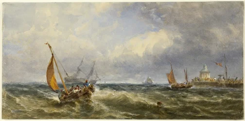 Vue côtière avec navires