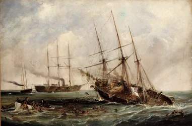 Destruction du vapeur confédéré Alabama par le cuirassé américain Kearsarge, 19 juin 1864