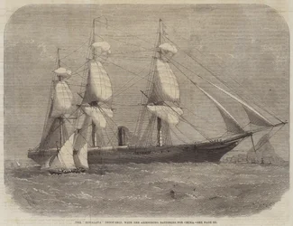 Le navire de troupe Himalaya, avec les batteries Armstrong pour la Chine