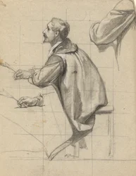 Homme, esquisse pour la signature du pacte dans la cabine du Mayflower