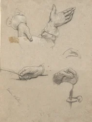 Étude de mains, esquisse pour la Signature du Pacte dans la cabine du Mayflower