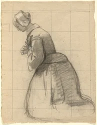 Femme priant, croquis pour la signature du pacte dans la cabine du Mayflower