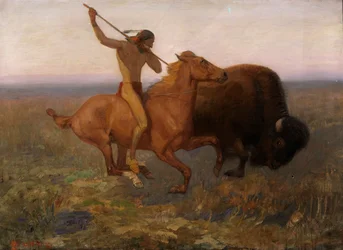 Indien chassant le bison, fin 19ème-début 20ème siècle