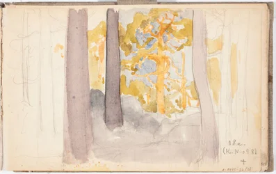 Paysage forestier, page tirée du carnet de croquis de Järnefelt