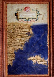 Carte de la Chine et du Japon réalisée par Egnazio Danti (1536-1586), mathématicien, cosmographe et architecte italien. Vers 1567. Florence, Palazzo Vecchio, Sala del Mappamondo.