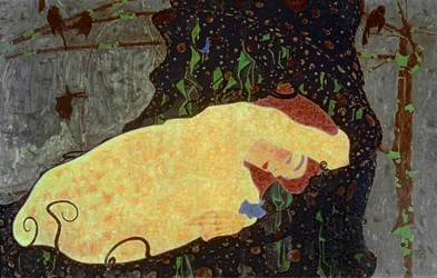 Danae Signé et daté, en bas à droite (huile et peinture métallique)