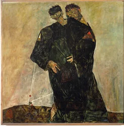 Les ermites . Egon Schiele et Gustav Klimt (huile sur toile)