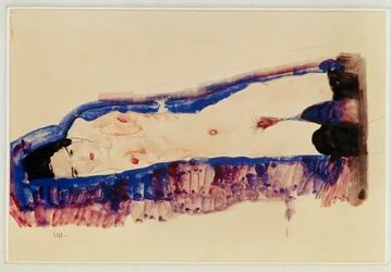 Nu couché avec des bas noirs ... (watercolour and pencil)