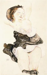 Jeune fille couchée, à moitié nue, 1912