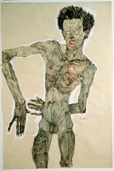 Nu masculin (Autoportrait). Dessin d