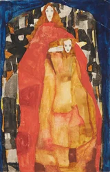 Mère avec enfant en manteau rouge, 1911