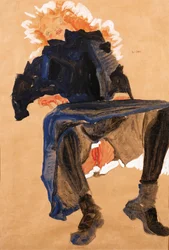 Jeune fille allongée en robe bleue, 1910