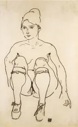 Nu assis avec chaussures et bas, 1918