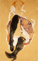 Femme assise aux bas noirs, 1911