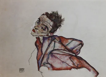 Autoportrait avec les bras tenus en arrière, 1915