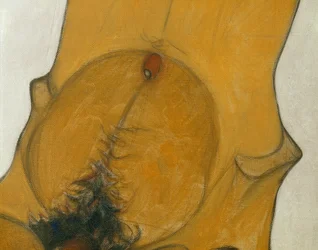 Sitzender Männerakt ... (huile et aquarelle sur toile)