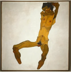 Sitzender Männerakt ... (huile et aquarelle sur toile)