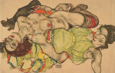 Deux filles allongées enlacées, 1915