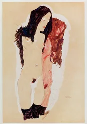 Deux filles couchées (gouache, aquarelle et crayon)