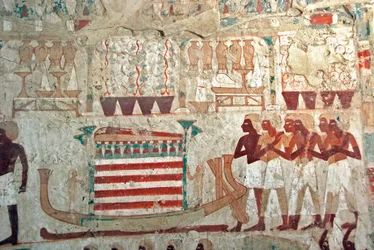 Antiquité égyptienne : peinture décorant la tombe d