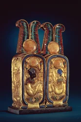 Boîte à onguents en forme de double cartouche royal, de la tombe de Toutankhamon, Nouvel Empire