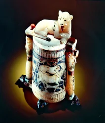 Pot à onguent avec une figure du roi en lion, de la tombe de Toutankhamon, Nouvel Empire