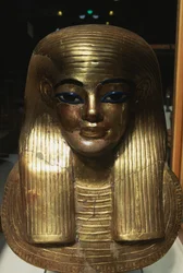 Masque mortuaire de Yuya, du tombeau de Yuya et Tjuya, Vallée des Rois, Égypte, civilisation égyptienne, Nouvel Empire, XVIIIe dynastie