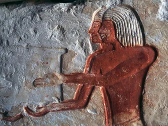 Relief représentant des porteurs, tombe de Leteya, Saqqarah, Égypte, civilisation égyptienne, Nouvel Empire, Dynastie XIX