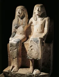 Groupe statuaire représentant le scribe Pendua et sa femme Nefertari