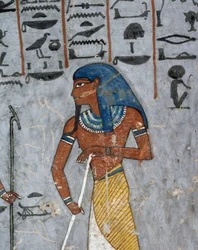 Le dieu Atoum, fresque, chambre funéraire, tombe de Ramsès I (KV16), Vallée des Rois, Thèbes (Liste du patrimoine mondial de l