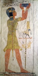 Un prêtre Inmutef faisant une offrande, provenant de la tombe de Ramsès IX (r. 1126-1108 av. J.-C.), Nouvel Empire