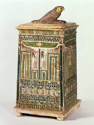 Boîte à canopes, de Saqqarah, Période Tardive (bois polychrome et doré)