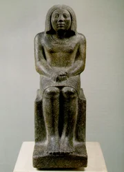 Figure masculine assise, Égypte, Ankh, 3e dynastie