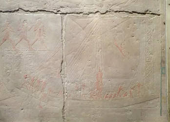Relief représentant un voyage en bateau, du mastaba d