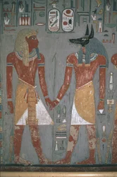 Pharaon et Anpu se tenant la main