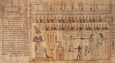 Livre des morts de Tsekhons, détail, la pesée des âmes (psychostasie), -664 à -332